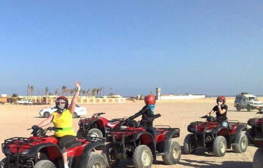 Safari Trip Hurghada desert by Quad Bike in with sunset.